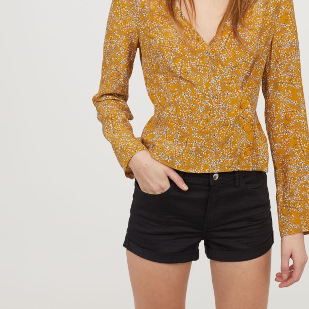 Black denim twill shorts hm anna glover